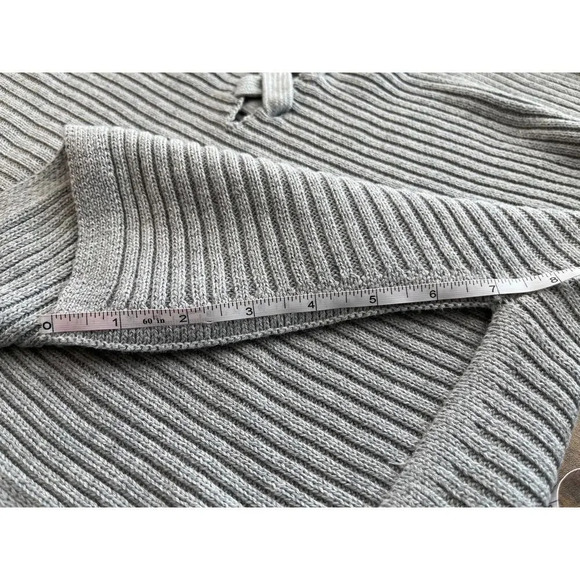 Ruby Moon Womens M Gray Knit Lace-Up Long Sleeves Sweater New - Picture 7 of 13